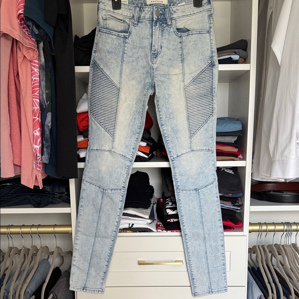 PacSun Men's Washed Blue Skinny Jeans